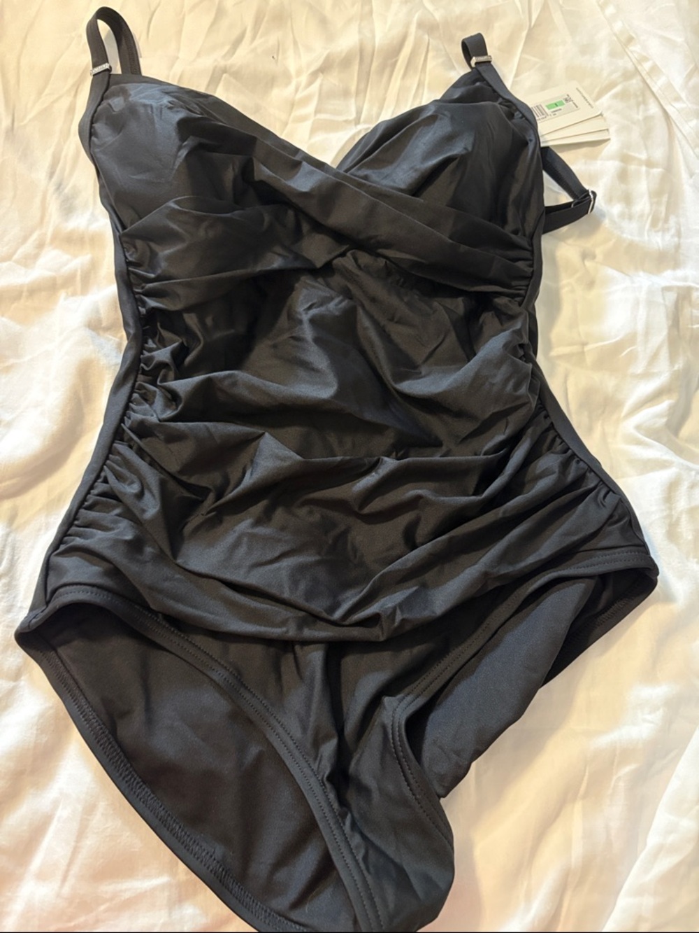 Calvin Klein Black One Piece Swimsuit Size 8 NWT Tummy Control Ruched